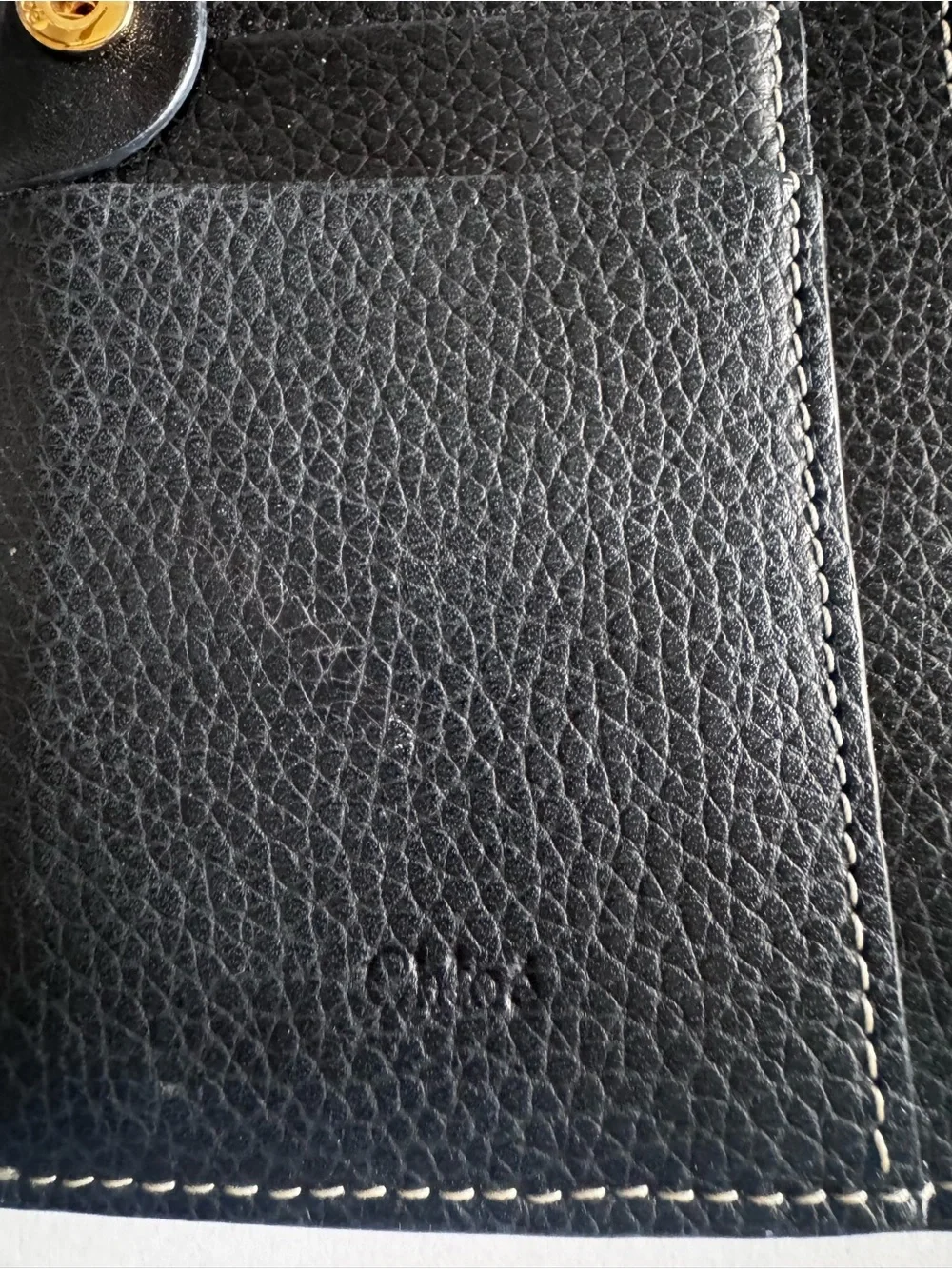Chloe Black  Leather Clutch with Gold Ring Detail